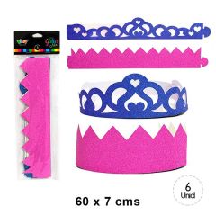 SET CORONA GLITTER PRINCESA TURQUESA FUXIA 6UN/264